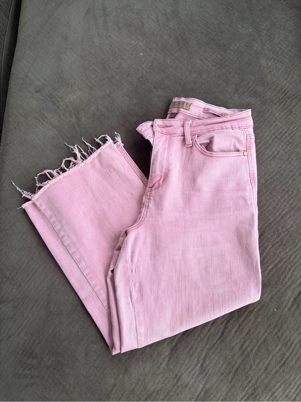 Pink High-Rise Frayed Hem Judy Blue Women's Jeans